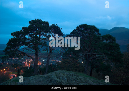 Kewick all'alba dalla testa del castello Foto Stock