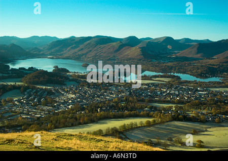 Keswick e Derwent Water da Latrigg Foto Stock