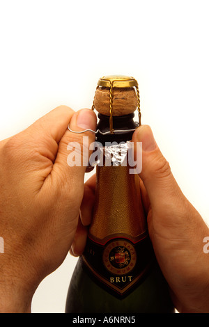 La celebrazione di apertura della bottiglia Napa Valley Mumm Champagne Foto Stock