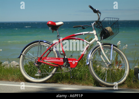 Stati Uniti Michigan isola di Mackinac Lago Huron Schwinn bicicletta Foto Stock