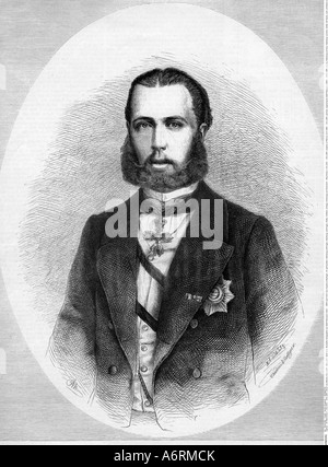 Massimiliano I, 6.6.1832 - 19.6.1867, l'imperatore del Messico 10.4.1864 - 14.5.1867, ritratto, incisione da Adolf Neumann (1825 - 1884), Foto Stock