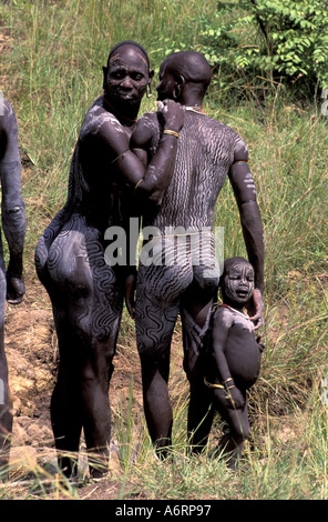 Africa, Etiopia, Murle Regione, tribù Surma Foto Stock