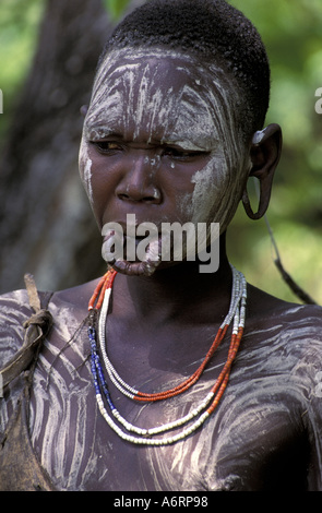 Africa, Etiopia, Murle Regione, tribù Surma Foto Stock