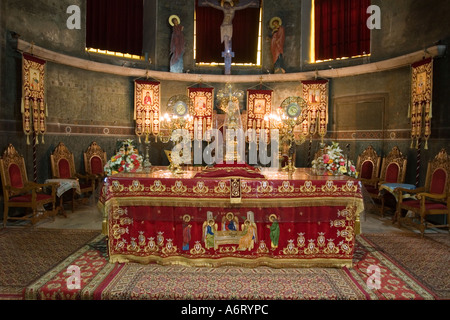 Tabella santo altare interno, Chiesa Cristiana, Grecia Foto Stock
