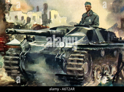 Nazionalsocialismo, belle arti, pittura, serie 'Army NCOs', foto 'cmman di una pistola semovente', cartolina, circa 1941, NCO, corpo corazzato, carro armato, soldato tedesco, Wehrmacht, esercito, uniforme, Seconda guerra mondiale, seconda guerra mondiale, propaganda, Germania nazista, Terzo Reich, militare, 20th secolo, , Foto Stock