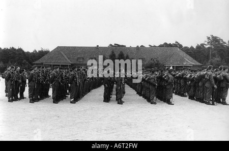 Eventi, dopoguerra, occupazione, zona di occupazione britannica, arrivo di soldati danesi a Jacker Baracks, 25.6.1947, Foto Stock