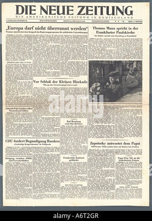 Riviste/giornali, 'Dies Neue Zeitung', volume 5th, numero 99, 26.7.1949,'l'Europa non sarà invasa', giornale americano del governo militare degli Stati Uniti, Dottrina Truman, presidente degli Stati Uniti Harry S. Truman, Contentment, politica, stampa, media, titolo, era del dopoguerra, 20th secolo, , Foto Stock