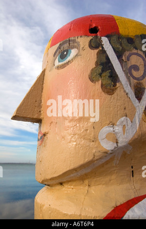 Benedizione bollard dall artista Jan Mitchell a Geelong waterfront Foto Stock