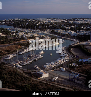 Vista aerea guardando ad est sulla marina di Cala D'Or, Santanyi, East Coast Maiorca, isole Baleari, Spagna. Xx Settembre 20 Foto Stock