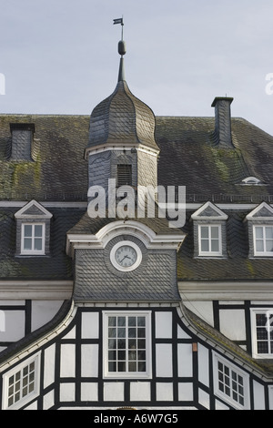 Dettagli architettonici di un tradizionale tedesco Rathouse in Westfalia Foto Stock