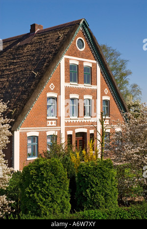 Vecchia fattoria, Altes Land Area vicino ad Amburgo, Bassa Sassonia, Germania Foto Stock