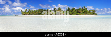 Isola deserta Aitutaki isole Cook Polinesia panorama del Pacifico Foto Stock
