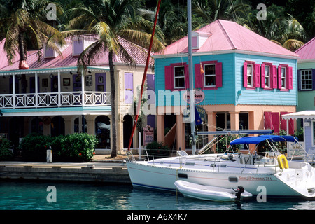 Soper's Hole Wharf & Marina Francese della Cay isola di Tortola Isole Vergini Britanniche Foto Stock