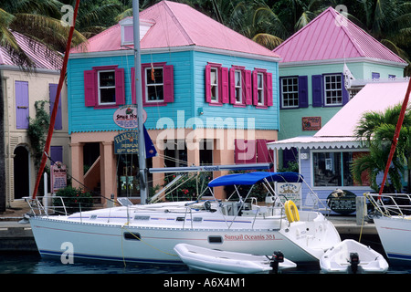 Soper's Hole Wharf & Marina Francese della Cay isola di Tortola Isole Vergini Britanniche Foto Stock