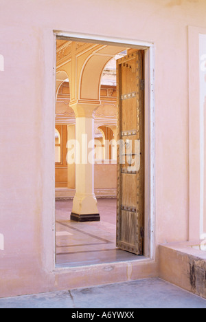 Palki Chanwar Walon Ki Haveli mansion 400 anni ripristinato al suo stato originale museo Anokhi Ambra vicino a Jaipur Rajas Foto Stock