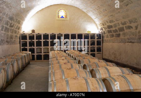 Chateau St Martin de la Garrigue. Languedoc. Canna cantina. La Francia. L'Europa. Foto Stock