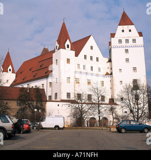 geography / travel, Germany, Bavaria, Ingolstadt, new castle, built 1417/1418 by duke Ludwig VII. of Bavaria-Ingolstadt, since 1972 seat of Bavarian army museum, exterior view, town, fortress, Wittelsbach,  Middle Ages, tower, Bavarian, historical, historic, ancient, Foto Stock