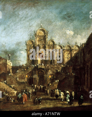 "Belle Arti, Guardi, Francesco (1712 - 1793), pittura, 'Campo San Zanipolo', ("vista di San Giovanni e Paolo'), 1782, olio su Foto Stock