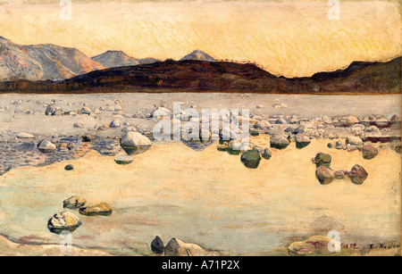 "Belle Arti, Hodler, Ferdinando, (1853 - 1918), pittura, 'Seeufer' ('lake shore"), 1892, casa delle arti, Zurigo, storico hi Foto Stock