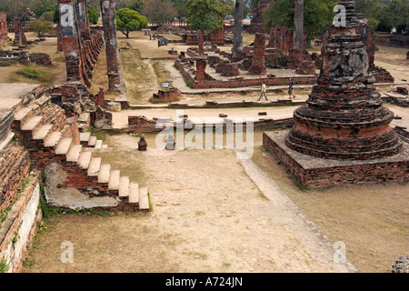 Rovine di Wat Phra Si Sanphet, un tempio buddista in Ayutthaya, Thailandia. Foto Stock