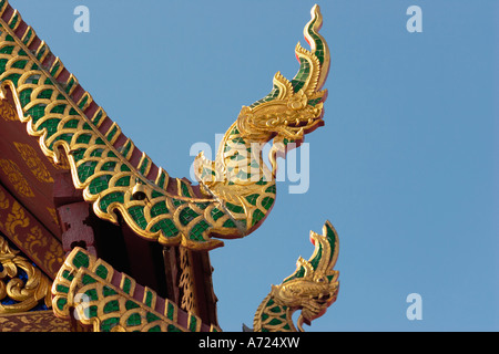 Naga Terminale per tenda in Wat Phrathat Doi Suthep Temple in Chiang Mai, Thailandia. Foto Stock