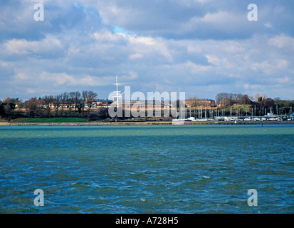 HMS Gange ex Royal Navy scuola di formazione con palo alto la pole a Harwich Foto Stock