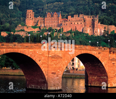 Le rovine del castello e Ponte Vecchio Rinascimentale Barocco architettura Wurttemburg Baden Germania Foto Stock