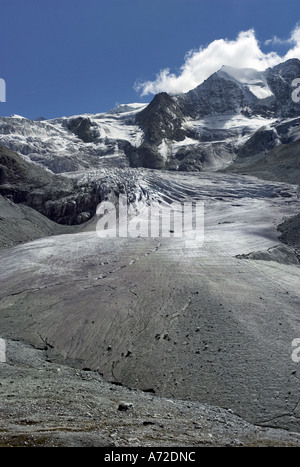 Ritirandosi Moiry ghiacciaio delle Alpi svizzere Foto Stock