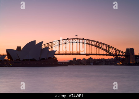 Sydney Opera House e Harbour Bridge Nuovo Galles del Sud Australia Foto Stock