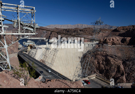 La diga di Hoover sul Navada Arizona confine di stato negli USA Foto Stock