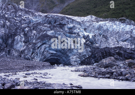 Fox Glacier faccia terminale Westland National Park Isola del Sud della Nuova Zelanda Foto Stock