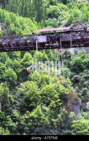 Il Bungy Jumping nella Gola di Kawarau vicino a Queenstown Isola del Sud della Nuova Zelanda Foto Stock