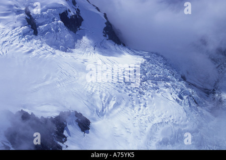 Neve ghiaccio in corrispondenza della testa del ghiacciaio Fox Antenna Isola del Sud della Nuova Zelanda Foto Stock