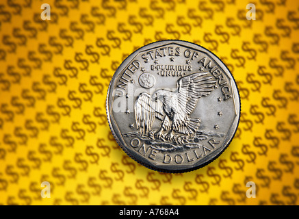 US Dollar moneta con il simbolo del dollaro di sfondo Foto Stock