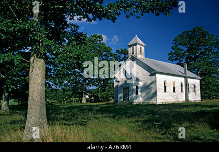 In legno dipinto di bianco chiesa vicino Cass Scenic Railroad membro Park West Virginia STATI UNITI D'AMERICA Foto Stock