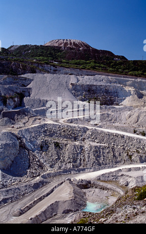 China clay pit e il cumulo di rifiuti. St Austell, Cornwall, Inghilterra. Foto Stock