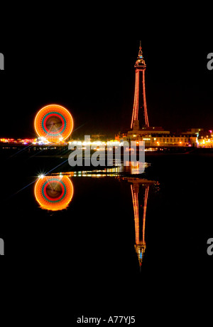 La Blackpool Tower e la grande ruota Foto Stock