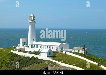 Sud pila faro di Isola Santa, Anglesey, Galles del Nord, Regno Unito Foto Stock