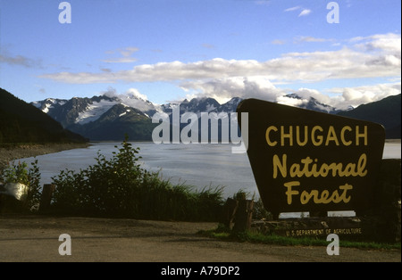 Chugach National Forest segno Alaska USA Foto Stock