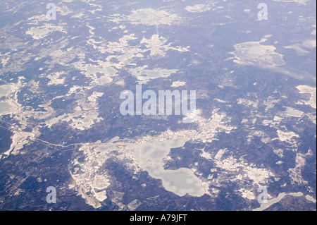 La tundra ghiacciata in Siberia orientale, Russia dall'aria Foto Stock