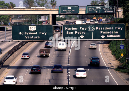 Hollywood Freeway autostrada Interstate traffico auto automobili Foto Stock