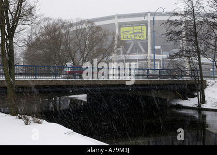 Ullevi Stadium e mólndal fiume di Göteborg Foto Stock