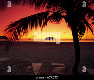 Micro spiaggia al tramonto Saipan USA Foto Stock