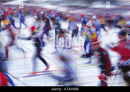 Vasaloppet è un 90-km classica cross-country corso di sci con circa 16.500 partecipanti che sciare da Sälen a Mora in Svezia Foto Stock