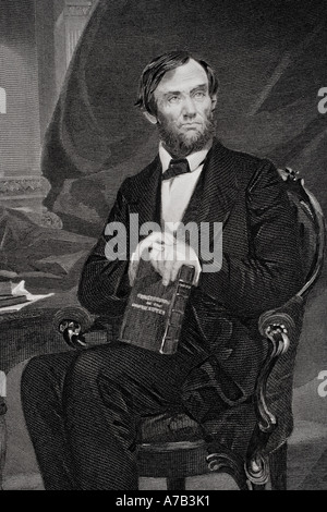 Abraham Lincoln, 1809 - 1865. Sedicesimo Presidente degli Stati Uniti. Da un dipinto di Alonzo Chappel. Foto Stock