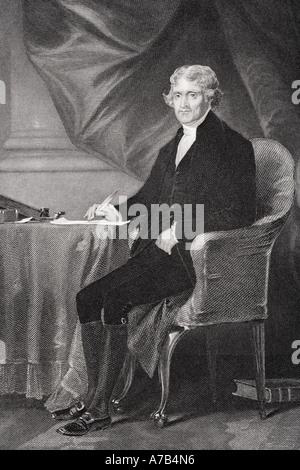 Thomas Jefferson, 1743 -1826. Statista americano, diplomatico, avvocato, architetto, filosofo, Padre fondatore e terzo presidente dell'America. Foto Stock