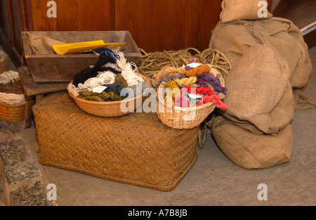 Interno del Tudor casa di mercanti tardo XV secolo town house in Tenby Pembrokeshire West Wales UK Foto Stock