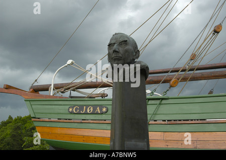 Busto di Roald Amundsen, pioniere della polare e polo nord spedizioni. oslo, Norvegia. (C) da uli nusko, CH-3012 Berna Foto Stock