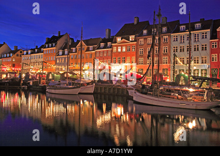 Nyhavn, Natale, Copenaghen Foto Stock