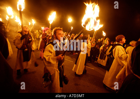 La segale, Guy Fawks processione notturna Foto Stock